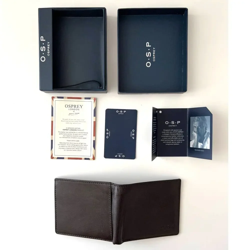 OSP Osprey London Cannon Billfold Nappa Brown Wallet Leather NWT